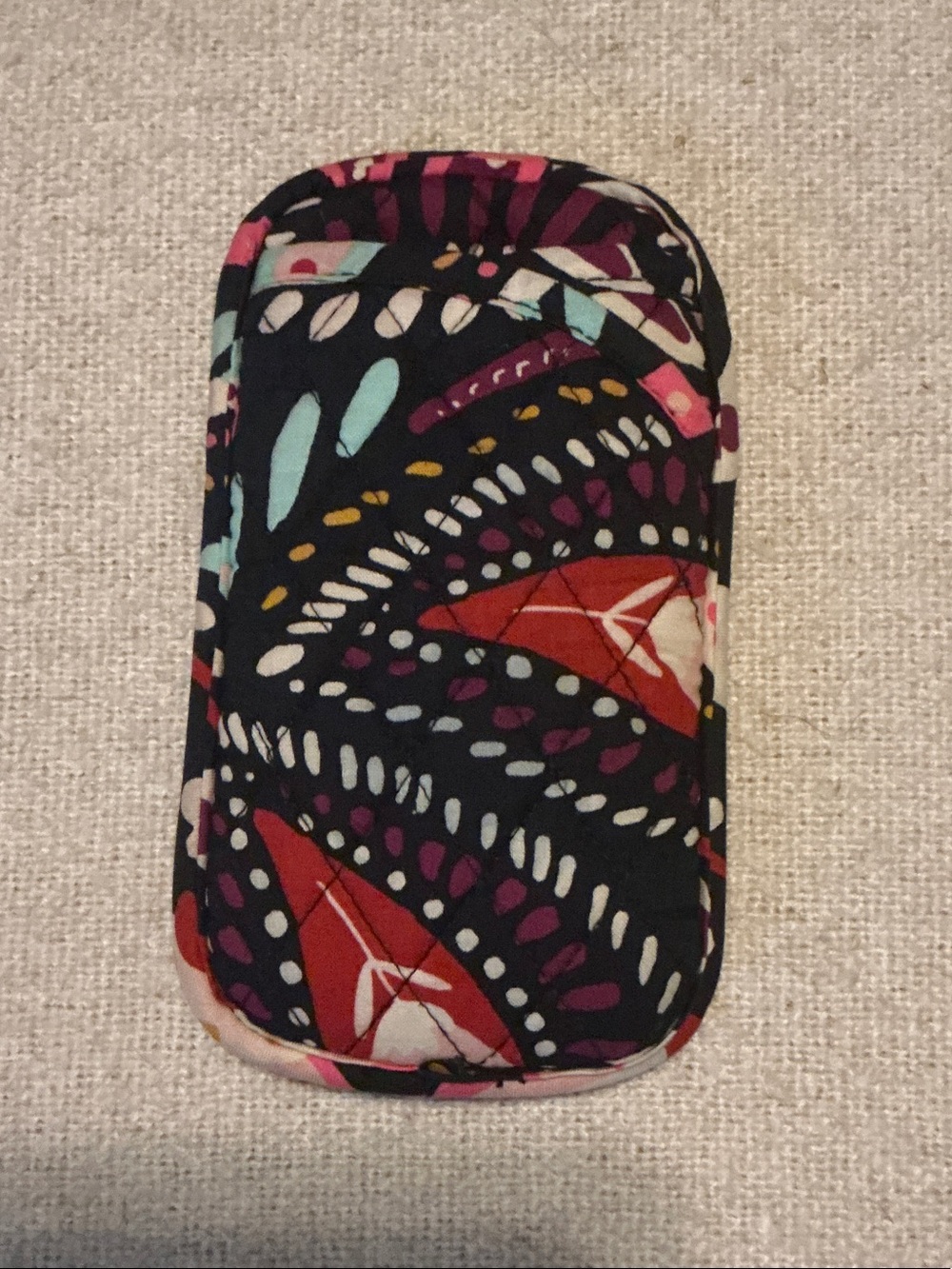 Vera Bradley Quilted Dual Eyeglass Case in Black with Teal, Red & Pink Accents